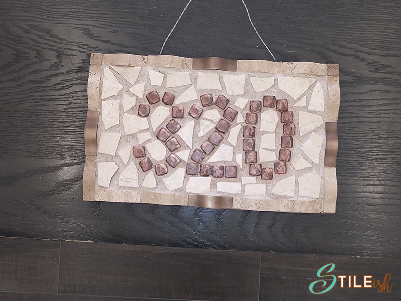 Travertine house number  sign 320